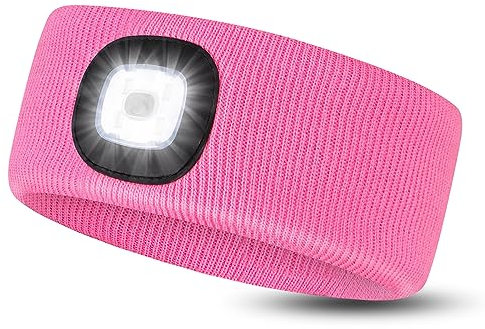Richaa Geschenke für Frauen Weihnachten LED Stirnband mit Licht Damen Wiederaufladbare Stirnbänder Lampe Kinder Stirnlampe Lustige Kleine Geschenke für Papa Mama Freundin Paare Oma Pink