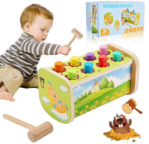 Jouet Bebe 1 an,Jeux Montessori,3 en 1 Jouet en Bois Éducatif pour Enfants 1 2 Ans avec Xylophone,Montessori Jouet éducatif,Jouet en Bois Cadeau pour bébé de 1 2 3 4 Ans