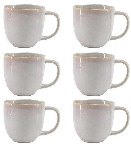 Brigros Wehome - Juego de 6 tazas de desayuno de cerámica, hechas a mano, tazas de 6 x 350 ml, piezas para desayuno/juego de tazas de café, tazas de capuchino, tazas de té (glicerinas)
