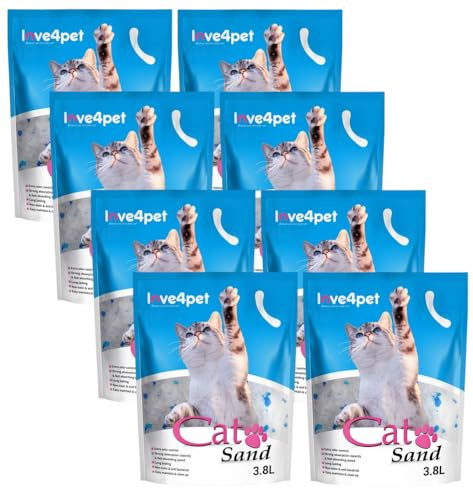 Cat Sand Kattsand kattsand av silikon 3,8 l (8 x 3,8 l (11,6 kg