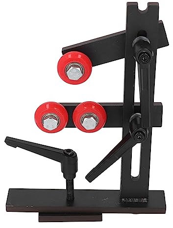 Fockety Torno de Madera luneta, en Forma de L de carpintería luneta con 3 Ruedas de fijación de Metal, Madera Torno de Herramientas de carpintería Centro de Marco de Hierro Fundido de herr