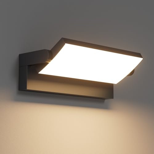 Klighten 45W Außenwandleuchte Außenlampe Aussenleuchte Wand, Wasserdicht IP65 Wandlampe Wandleuchte Außen Innen mit Schwenkbar LED Panel für Eingang Terrasse, Schwarz, 3480 Lumen, Warmweiß 3000K