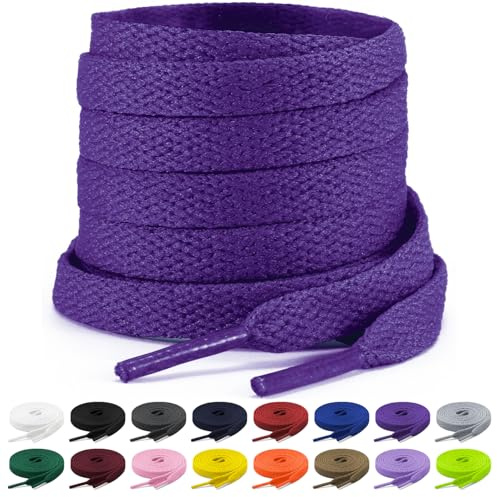 Shecret 2 Paires Lacets Chaussures Plats, Lacets Plats de 8mm de Large, Lacets Durable de Remplacement de Qualité Pour Baskets, Course à Pied, Adultes, Enfants