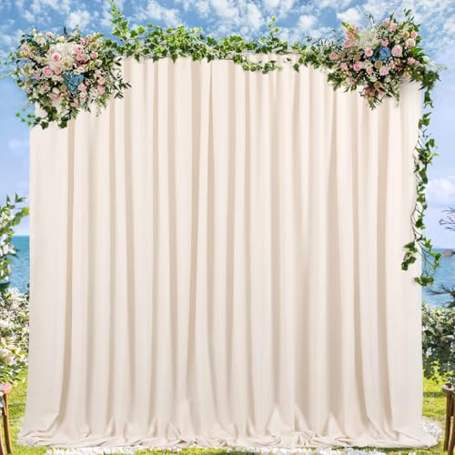 BrillShine Toile de Fond Photo, 2 Pièces Fond Crème Photo, 150x300cm Fond Photo Noel pour Mariage, Shootings Photo, Anniversaire, Remise des Diplômes Décoration