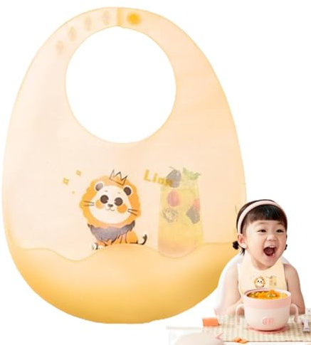 Silikonlätzchen für ,Silikonlätzchen - Verstellbare Lätzchen mit Cartoon-Tier-Design - Unisex, nicht schmutzig, verstellbare Passform, spülmaschinenfest, langlebig, Silikon-Lätzchen mit Lebensmittelau