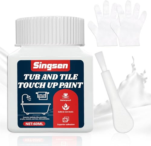 Pintura para bañeras y azulejos, 60ml de pintura blanca para bañera, bolígrafo de pintura blanca para retoques de astillas, rasguños, grietas y manchas en azulejos, baños, porcelana, esmalte, lavabos