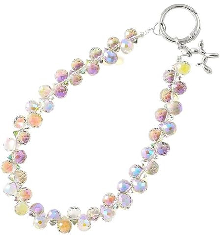 TOFBS Cinturino Cristallo Iridescente Cordino Telefono Cellulare Bracciale Portabile Ciondolo Decorativo Accessorio Smartphone