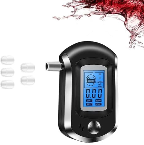 RETZLA Breathalyzer & Alcohol Tester, Alcohol Breathalyzer LCD Display Digital Fast, High Accuracy Alcohol Detector (5 Mouthpieces)