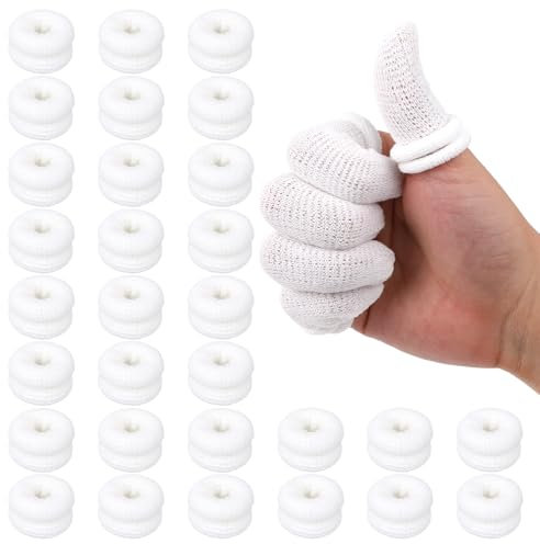 30pcs Finger Bandages Tubular,White Finger Cots,Cotton Tubular Bandage for Work Kitchen Finger Protection Gloves Cotton Finger Cover