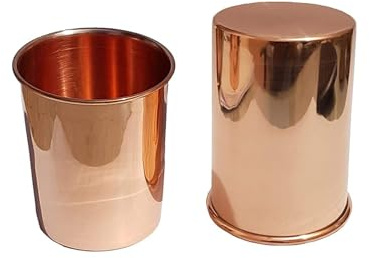 Qukiy Handcrafted Copper Tumbler 300 ml Pure Copper Tumbler Traditional & Plain Design – Handmade & Stylish Drinkware -Perfect for Daily Use-Pack of 2