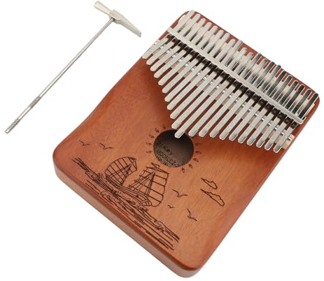 Kalimba Thumb Piano Mbira 21 Nycklar Handgjorda Mahogny Metallinstrument med Graverade Anteckningar för Nybörjare Vuxna Barnproffs (Typ 1)