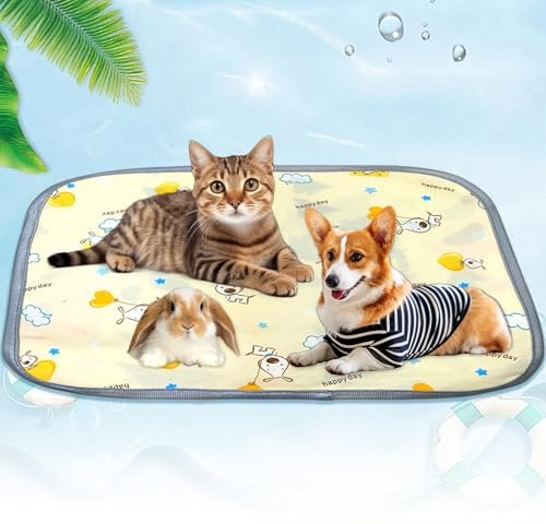 FOSDICK Colchoneta Refrescante para Perros Gatos y Hamsters Alfombrilla de Enfriamiento 40x50cm Manta Refrigerante De Verano con Estampado Cartoon Seda De Hielo Alfombra Fria para Mascotas
