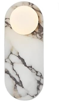 TONFON Lámpara de pared moderna de mármol de tira larga, aplique de pared ovalado, iluminación interior, farol de pared de piedra for dormitorio, sala de estar, estudio, comedor(35cm)