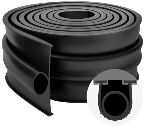 Flintronic Burlete Puerta Garaje, 6M Cinta de Sellado Multiuso para Puerta de Garaje, Unta de Sellado de Goma Ancho de 10 cm Extremo en T, para Puerta Seccional y Basculante, Almacén de Fábrica