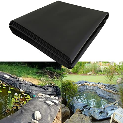 Fodera per laghetto in gomma HDPE resistente, 5 x 8 m, resistente, pieghevole, impermeabile, per laghetti, giardino, acqua, design rinforzato nero