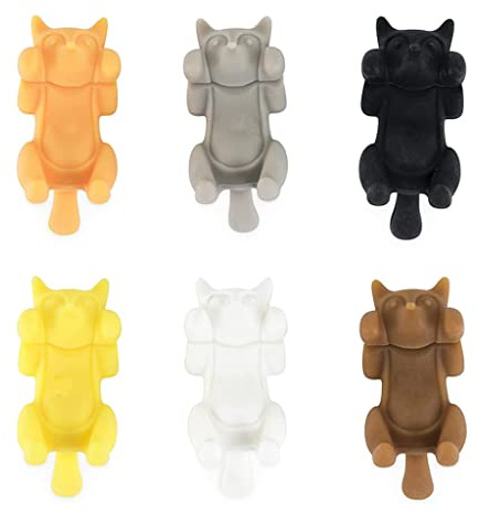 LUCKGONI Lot de 6 marqueurs en silicone couché pour verre à vin en forme de chat