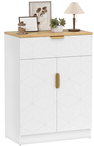 HOMCOM Sideboard Storage Cabinet with Drawer, Adjustable Shelf, White