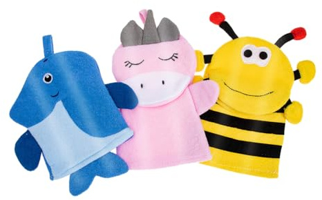 Gatuida 3 pièces Exfoliants pour Bain Garçon Fille avec Motifs Cartoon Doux et Moussants pour Corps et Dos Adaptés Garçon Fille et Femmes Enceintes