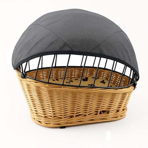Bike Basket Sun Shade Cover – Adjustable Safety Canopy for Rear Bicycle Dog Basket, UV Protection, Windproof & Breathable Mesh, Fits Most Bike Dog Baskets All Seasons