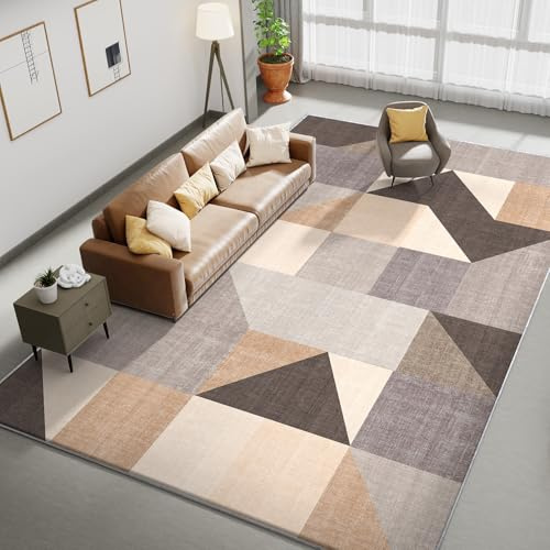 HOMFINE Alfombra Salon Moderna Marrón 80x150 cm (Esponja 10 mm) - Lavable en Lavadora Antideslizante Pelo Corto Suave para Dormitorio Salón Comedor Cocina