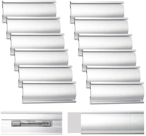 Lot de 12 Badges Nom Personnalisables, Étiquettes Nominatives en Aluminium avec Fente & Épingle pour Conférence, Travail, Événements, École (60x20mm)
