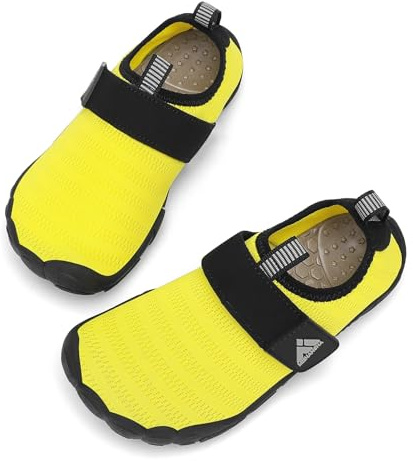 Mishansha Kids Water Shoes Quick-Dry Wide Toe Box Non-Slip Barefoot Shoes Beach Pool Swim Shoes Yellow 9.5 Toddler