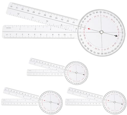 CLISPEED Goniometro Righello Angolare Set 4 Pezzi 8 Pollici Strumento di Misura in Plastica per Disegno e Attività Scolastiche