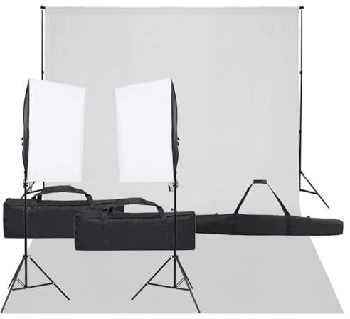 Kaloriko Fotostudioset med softbox-belysning, dimbara LED-dagsljuslampor, stativ, justerbar, bakgrundssystem med bomullbakgrund, perfekt för porträtt, produktfotografering, streaming