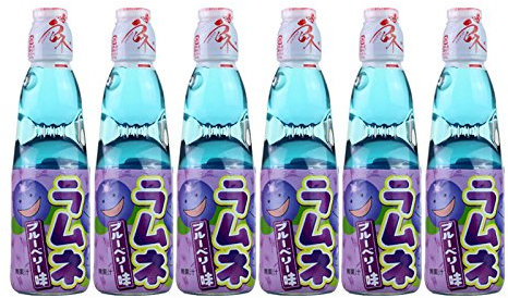 Hatakosen Ramune Soda - Blueberry Flavour 200ml (6 Bottles)