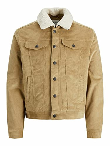 Jack & Jones Jjialvin Jjsherpa Corduroy AKM Sn Veste en Velours côtelé pour Homme, Beige, S