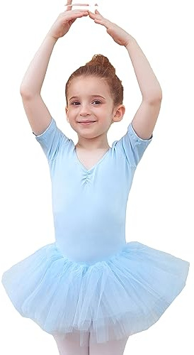 Tancefair Ragazza Vestito da Balletto Cotone Balletto Leotard Danza Tutu Body Ginnastica Cotone Costume Vestito Body con Gonna tutù