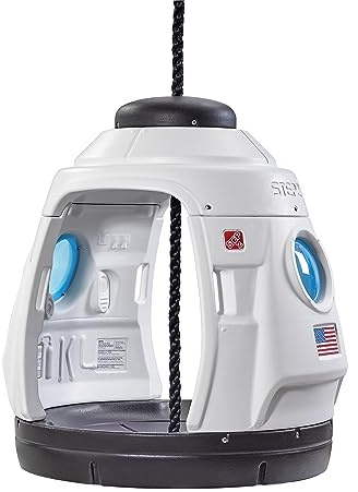Step2 Space Capsule Swing, Kids Indoor/Outdoor Swing or Playhouse, Backyard Playground Set, Attach to Playset or Tree, for Children 3-8 Years Old