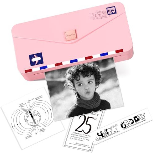 Phomemo M04AS Mini Drucker - 4 Tragbarer Thermodrucker Bluetooth 15/53/80/110mm Druckbreite, 300DPI, Kompatibel mit iOS&Android,Ideal für Dokumente,Bilder,Notizen,Etiketten,Aufkleber(Pink)