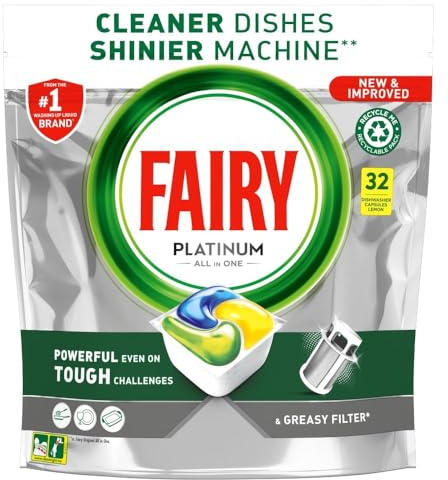 Fairy Platinum All In One Lemon Dishwasher Tablets, 32 pack