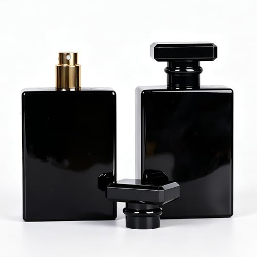YORROR 2 flaconi spray in vetro da 100 ml, ricaricabili con nebulizzatore fine, per uomini e donne, contenitori vuoti da viaggio, in vetro (nero)