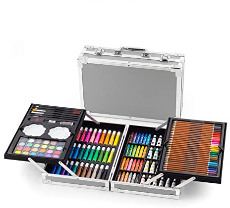 Vivo Technologies 145 Pcs Professional Art Set, Deluxe Aluminium Art Case Painting Set with Sketching Pencils Drawing Pencils, Premium Christmas,Birthday, New Year