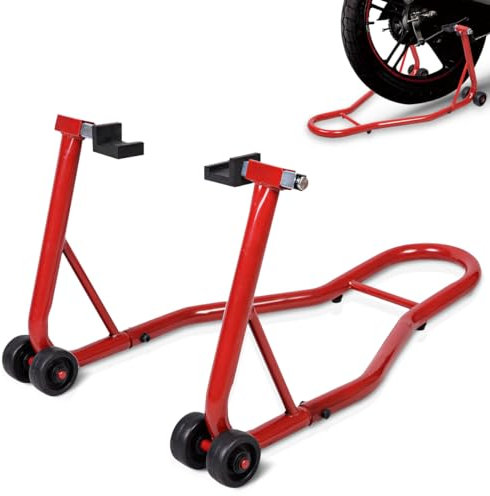 SOARS Motorradständer hinten, Motorradheber bis 400 kg belastbar, Montageständer aus Stahl, Montagehilfe, Hinterradständer, Radständer (Rot)