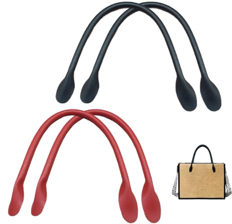 Asas para Bolsos de Cuero 4pcs 61cm Correas de Bolsos Correa de Hombro para Bolsos Reemplazo para Correas de Bolsa Accesorios para Hacer Bolsos (Negro y Rojo)