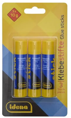 Idena 60071 - Colla in stick, incolore, 3 x 10 g, senza solventi, colla per bambini per lavori artistici e artigianali