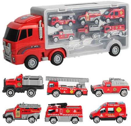 Ensemble De pour Véhicules De Camion De Pompiers – pour Véhicules De Pompiers | Modèle Créatif De Transporteur De Camion De Pompiers pour Les | Jouet De Camion De Pompier, Transp