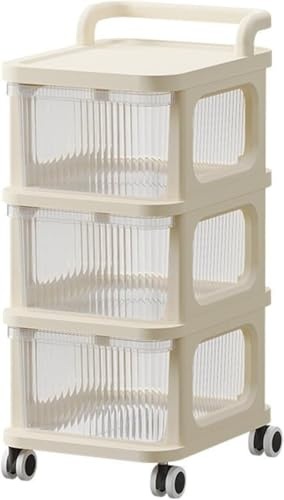 MantraRaj 3 Tier Storage Drawer Organiser with Wheels Storage Rack Storage Box Shelf Plastic Bedside Table Cupboard Store Clothes, Shoes, Toys for Living Room, Bedroom, Hallway, Office 3 Drawers