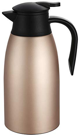 2 Litre Insulated Vacuum Jug Stainless Steel Coffee Tea Carafe Double Walled Insulated Jug Hot & Cold Drinks Vacuum Pot, Rose Gold