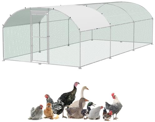 UISEBRT Pollaio 3 x 6 m, gabbia per polli a ruota libera, in tubi zincati, pollaio, pollame, piccoli animali