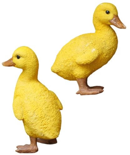 Hperu 2pcs de Canards Figurines, Statues de Canard résine réaliste et Expressive 4 Pouces, décor résistant aux intempéries pour étagère, Tablette, Jardin, étang, Cour