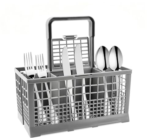Vylyciy Cestello per Lavastoviglie Universale, Cestello per Posate per Lavastoviglie con Maniglia di Trasporto Rimovibile, Porta Posate Lavastoviglie Riutilizzabile, 24 x 14 cm