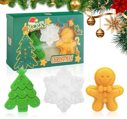 Set di sapone di Natale, fatto a mano, con albero di Natale, fiocco di neve e pan di zenzero, set regalo di Natale, per pelle normale