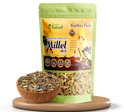Danodia's Zoolulu Cockatiel & Parrotlet Millet Mix (450g/1 lbs) | Bird Food Blend for Cockatiels, Budgerigars, Parrotlets & Lovebirds | Daily Feeding Blend