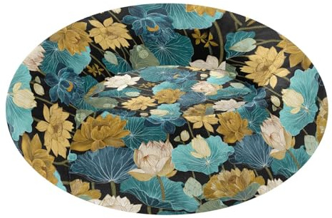 Eleganta vattenliljor blå retro husdjur kattbädd lindrar stress fluffigare ortopedisk hundbädd för extra liten storlek husdjur sova