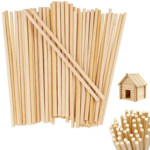 Forhandy 200 piezas de varillas para algodón de azúcar de 300 mm, palillos de madera largos y redondos, bastones de helado, palillos de madera para manualidades, bastones de azúcar para artesanía