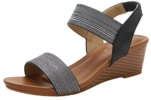 Uwdiohq Nuevas Sandalias De Romanas A La Con Tacón Cuña Grande Verano Para Mujer (Black, 41) Piel Planas Negras Zapatilla Ortopedica Ante Tacon Fiesta Negra Numero 35 Rehabilitación Ergonomicas